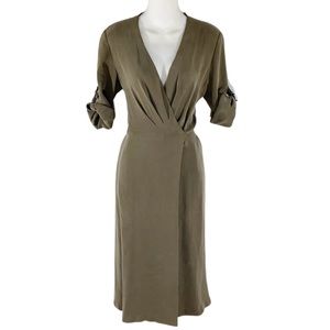 Lafayette 148 New York silk faux wrap midi dress